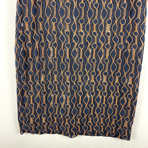 Piazza Sempione Wool Sheath Dress Womens 44 8 Blue Crochet Made in Italy Classic - Picture 3 of 15